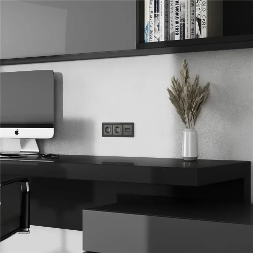 Накладка для двойной розетки Еthernet RJ-45 (графит акрил) W1191144 - фото 3