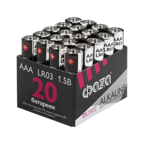 Элемент питания алкалиновый AAA/LR03 1.5В Alkaline Pack-20 (уп.20шт) ФАZА 5028128 - фото
