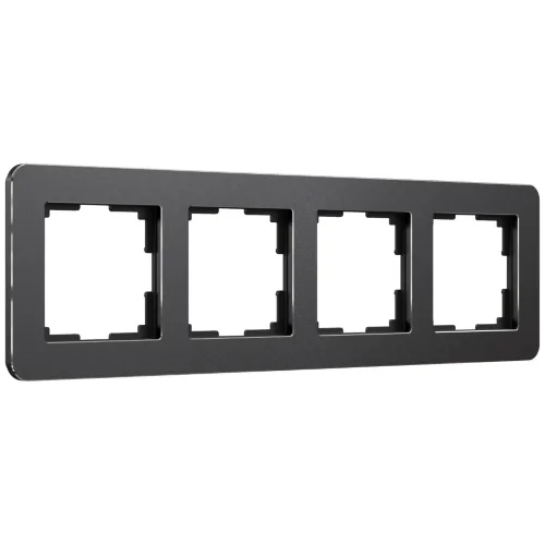 Рамка из металла на 4 поста Platinum черный алюминий W0042608 - фото