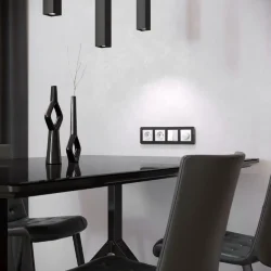 Рамка из металла на 4 поста Platinum черный алюминий W0042608