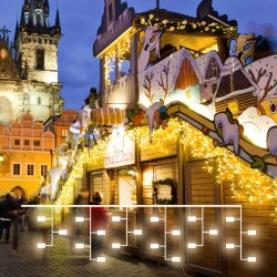 Праздничная гирлянда бахрома теплый белый 3*0,6 м IP65 100-101 (056075)