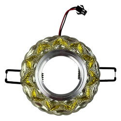 DLS-L149 GU5.3 GLASSY-LIGHT GOLD Светильник декоративный встраиваемый, серия Luciole, Без лампы, GU5.3, Доп, светодиодная подсветка 3Вт, Стекло, Зеркальный-прозрачный+светло-желтый