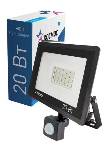 Прожектор светодиодный 20Вт IP65 6500К 1600лм с датчиком движения КОСМОС K_PR5_LED_20S - фото