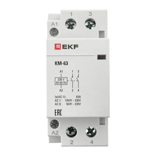 Контактор модульный КМ 63А 2NО (2 мод.) EKF km-2-63-20 - фото 5