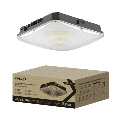 Светильник уличный потолочный CAN05-LEVEL 70PA3C-BL 70/60/40Вт 100-277В 150Лм/Вт 3CCT 5лет IP65 NEOX - Фото