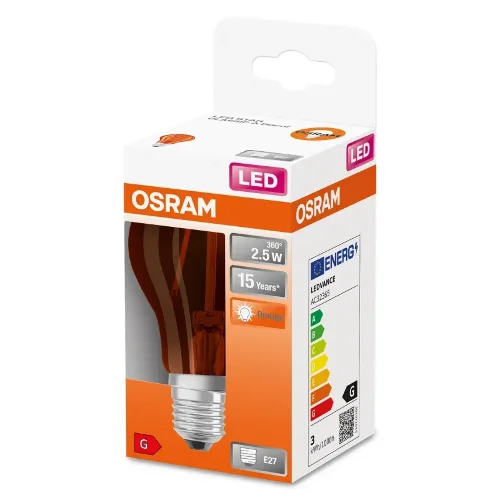 Лампа светодиодная филаментная оранжевая 2.5W (=15W) E27 | LED STAR 3Y | - OSRAM. Фото 2