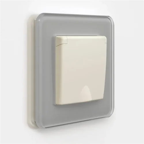 Розетка с заземлением и шторками c крышкой IP44 айвори матовый W1171262 - фото 2