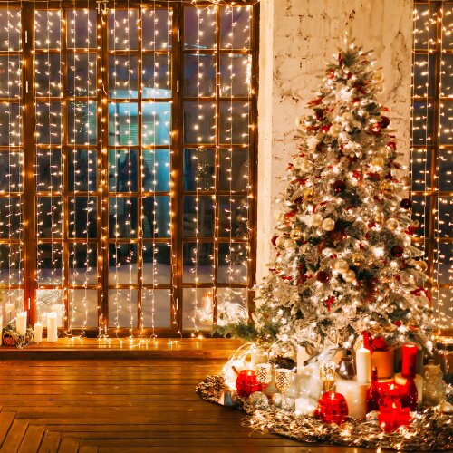 Новогодняя гирлянда занавес белый 2*3м IP20 - фото 1