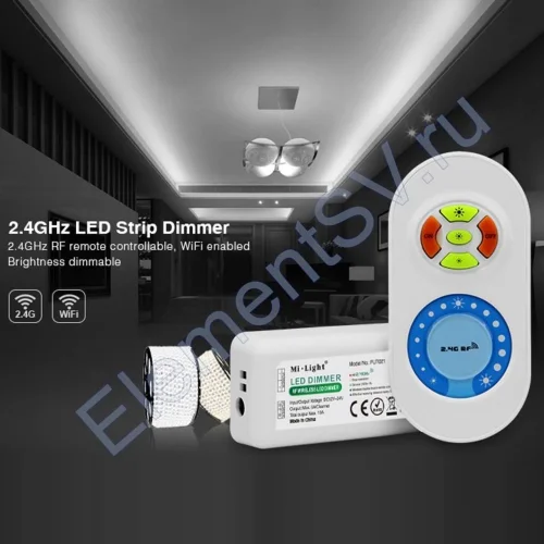 Диммер с пультом Mi-Light FUT021 P824 (Brightness, 12-24V, 120-240W, 2.4GHz) - фото.