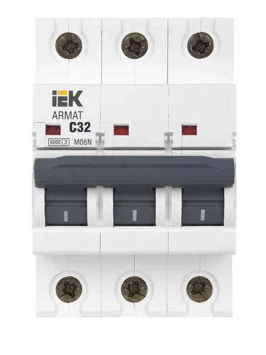 Выключатель автоматический модульный 3п C 32А M06N ARMAT IEK AR-M06N-3-C032 - фото 2