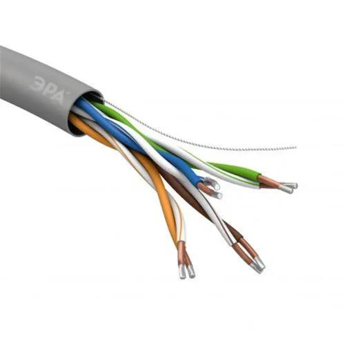 Кабель витая пара U/UTP кат.5E 4х2х24AWG solid CCA PVC Simple сер. (м) Эра Б0044434 - фото 3