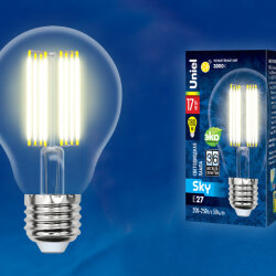LED-A70-17W-3000K-E27-CL PLS02WH Лампа светодиодная, Форма A, прозрачная, Серия Sky, Теплый белый свет 3000K.