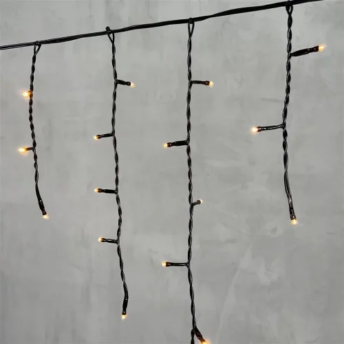 Гирлянда Бахрома 3,1 x 0,5 м Экстра Тепло-Белая 220В, 150 LED, Провод Черный ПВХ, IP54. Фото 2.