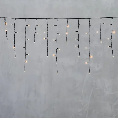 Гирлянда Бахрома 3,1 x 0,5 м Экстра Тепло-Белая 220В, 150 LED, Провод Черный ПВХ, IP54. Фото 6.