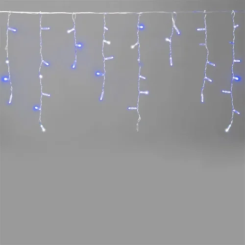 Гирлянда Бахрома с Колпачком 3,1 x 0,5 м Синяя с Мерцанием Белого Диода 200В, 120 LED, Провод Прозрачный ПВХ, IP65. Фото 1.