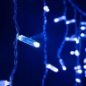 Гирлянда Бахрома с Колпачком 3,1 x 0,5 м Синяя с Мерцанием Белого Диода 200В, 120 LED, Провод Прозрачный ПВХ, IP65. Фото 4.