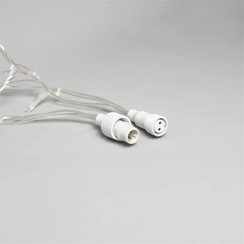 Гирлянда Бахрома с Колпачком 3,1 x 0,5 м Синяя с Мерцанием Белого Диода 200В, 120 LED, Провод Прозрачный ПВХ, IP65. Фото 6.