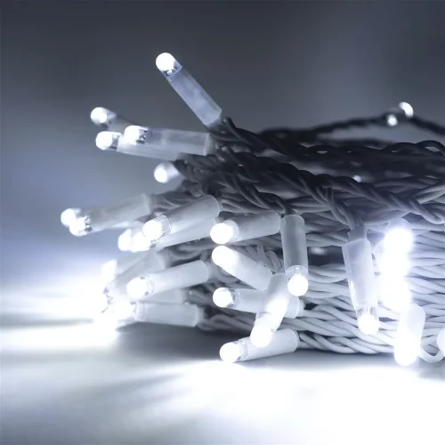 Гирлянда Нить 10м Белая 220В, 100 LED, Провод Белый Каучук 2,3мм, IP65. Фото 3.