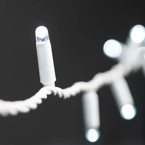 Гирлянда Нить 10м Белая 220В, 100 LED, Провод Белый Каучук 2,3мм, IP65. Фото 5.