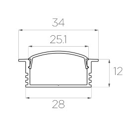 Профиль врезной широкий алюминиевый LC-LPV-1234-2 Anod