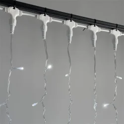 Гирлянда Занавес 2 x 2 м Белый с Мерцанием Белого Диода 220В, 400 LED, Провод Прозрачный ПВХ, IP54
