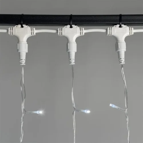 Гирлянда Занавес 2 x 2 м Белый с Мерцанием Белого Диода 220В, 400 LED, Провод Прозрачный ПВХ, IP54. Фото 3.