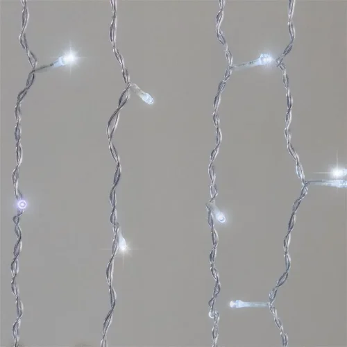 Гирлянда Занавес 2 x 2 м Белый с Мерцанием Белого Диода 220В, 400 LED, Провод Прозрачный ПВХ, IP54. Фото 4.
