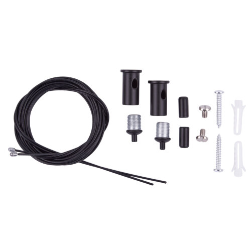UFL-H02 BLACK 200 POLYBAG Комплект крепления для подвесного монтажа накладных светильников, Два тросика с креплениями длиной 2м, Цвет черный - фото 1
