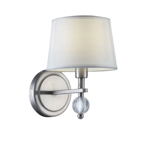 Серия светильников для интерьеров гостиных, спален и офисов в современном стиле. Арматура из метала цвета “никель” дополнена декоративными элементами из прозрачного акрила (шарики). Белые абажуры из текстиля на ПВХ. (Никель) - фото 2