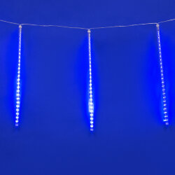 ULD-E1505-336-DTK BLUE IP44 TWISTED METEOR Занавес светодиодный фигурный Звездный дождь, соединяемый, 6 подвесов, 336 светодиодов, Размер 1.5х0.5м, Цвет свечения синий, IP44, Провод прозрачный