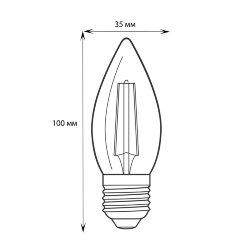LED-C35-9W-4000K-E27-CL-DIM GLA01TR Лампа светодиодная диммируемая, Форма свеча, прозрачная, Серия Air, Белый свет 4000K.