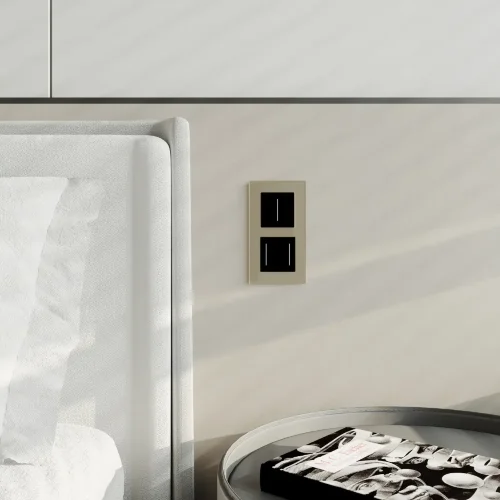 Сенсорный выключатель двухклавишный с подсветкой (черный) W4522008 - фото 3