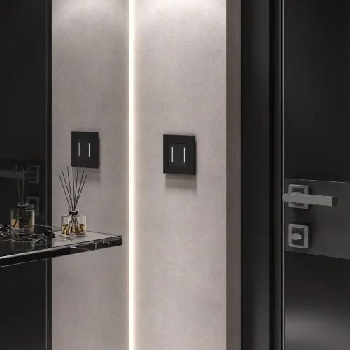 Сенсорный выключатель двухклавишный с подсветкой (черный) W4522008 - фото 6