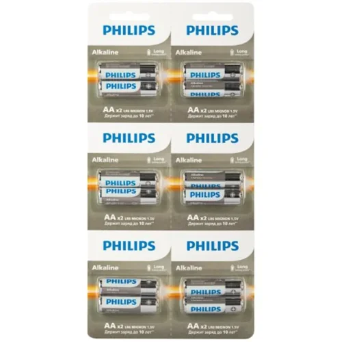 Элемент питания алкалиновый AA/LR6 1.5В Entry отрывной набор (блист. 12шт) Philips Б0064636 - фото