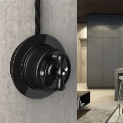 Выключатель на 4 положения двухклавишный черный ретро W5620008