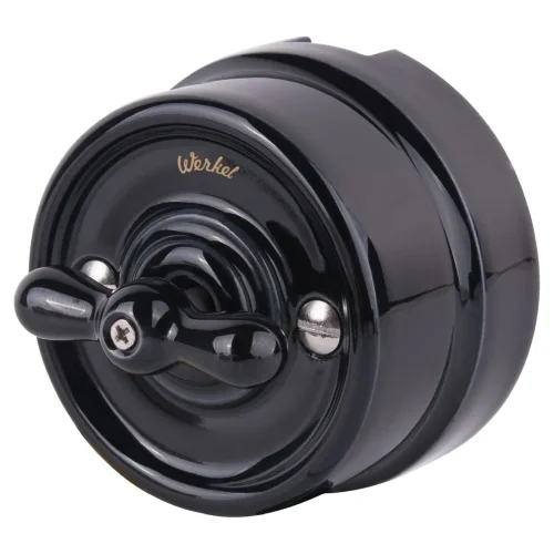 Выключатель на 4 положения двухклавишный черный ретро W5620008 - фото