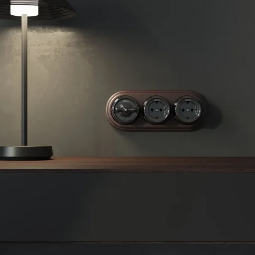 Выключатель на 4 положения двухклавишный черный ретро W5620008 - фото 2