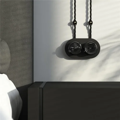 Выключатель на 4 положения двухклавишный черный ретро W5620008 - фото 5