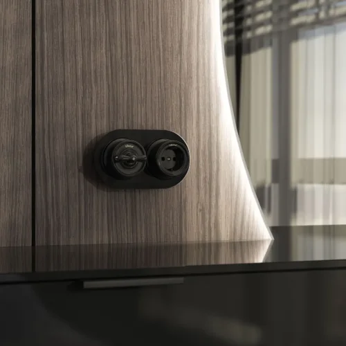 Выключатель на 4 положения двухклавишный черный ретро W5620008 - фото 8