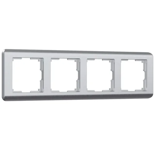 Рамка из поликарбоната на 4 поста Stream серебряный W0042106 - фото