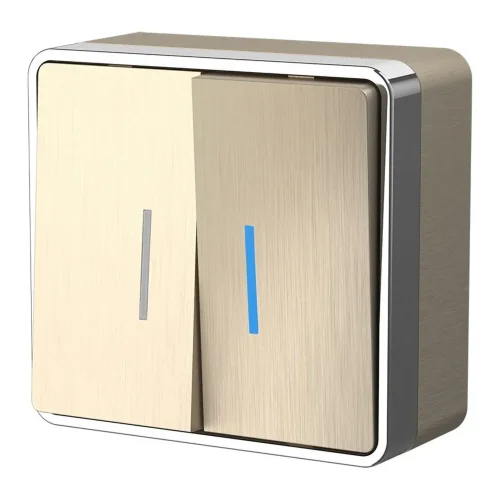 Выключатель двухклавишный с подсветкой Gallant шампань рифленый W5020110 - фото