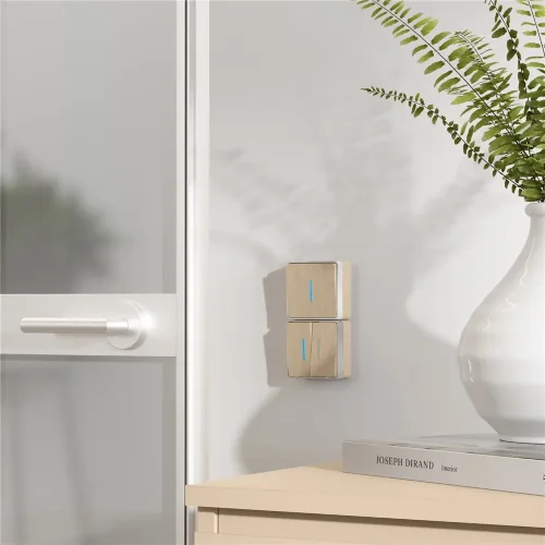 Выключатель двухклавишный с подсветкой Gallant шампань рифленый W5020110 - фото 2