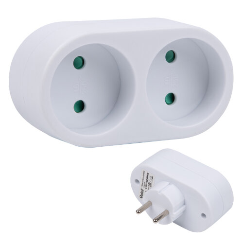 S-ES2-16O WHITE Разветвитель сетевой, б-з, 2 гнезда, 16А, 3500Вт, Белый - фото 1