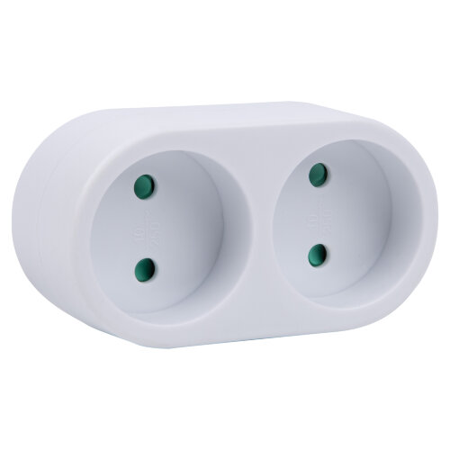 S-ES2-16O WHITE Разветвитель сетевой, б-з, 2 гнезда, 16А, 3500Вт, Белый - фото 2