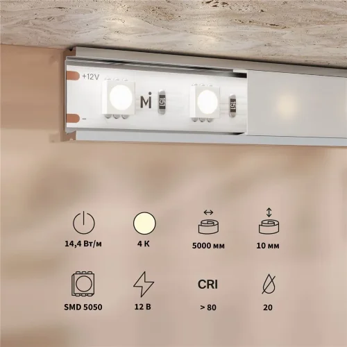 Светодиодная лента Base 12В 5050 14,4Вт/м 4000K 5м IP 20 201184 (Белый) - фото 3