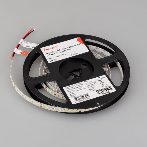 Светодиодная лента RT-A144-10mm 24V Warm3000 (7.7 W/m, IP20, 2835, 5m) (Arlight, высок.эфф.200 лм/Вт) - фото 4