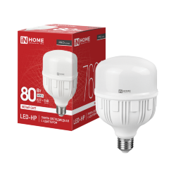 Лампа светодиодная LED-HP-PRO 80Вт 230В E27 с адаптером Е40 4000К 7600Лм IN HOME