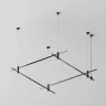 Готовая конструкция квадратная двухуровневая на тросовых подвесах Hang без светильников и блока питания, латунь (Черный) - фото