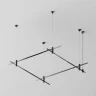 Готовая конструкция квадратная двухуровневая на тросовых подвесах Hang без светильников и блока питания, латунь (Черный) TFC-Flar-H04-B - фото