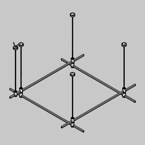 Готовая конструкция квадратная двухуровневая на тросовых подвесах Hang без светильников и блока питания, латунь (Черный) TFC-Flar-H04-B - фото 2